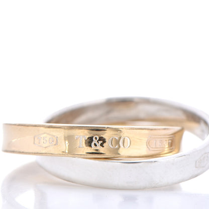 Tiffany Sterling Silver 18K Yellow Gold 1837 Interlocking Circles Ring 54 7 5 of 7