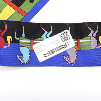 Hermes Silk Rocabar Twilly Bleu Royal Jaune Vert 4 of 4