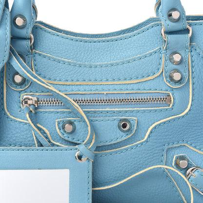 Balenciaga Supple Grained Calfskin Classic Silver Hardware Highlight Mini City Bleu Caraibes 10 of 10