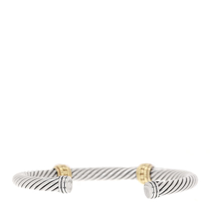 David Yurman Sterling Silver 14K Yellow Gold 5mm Cable Classics Two Station Bracelet 3 of 4