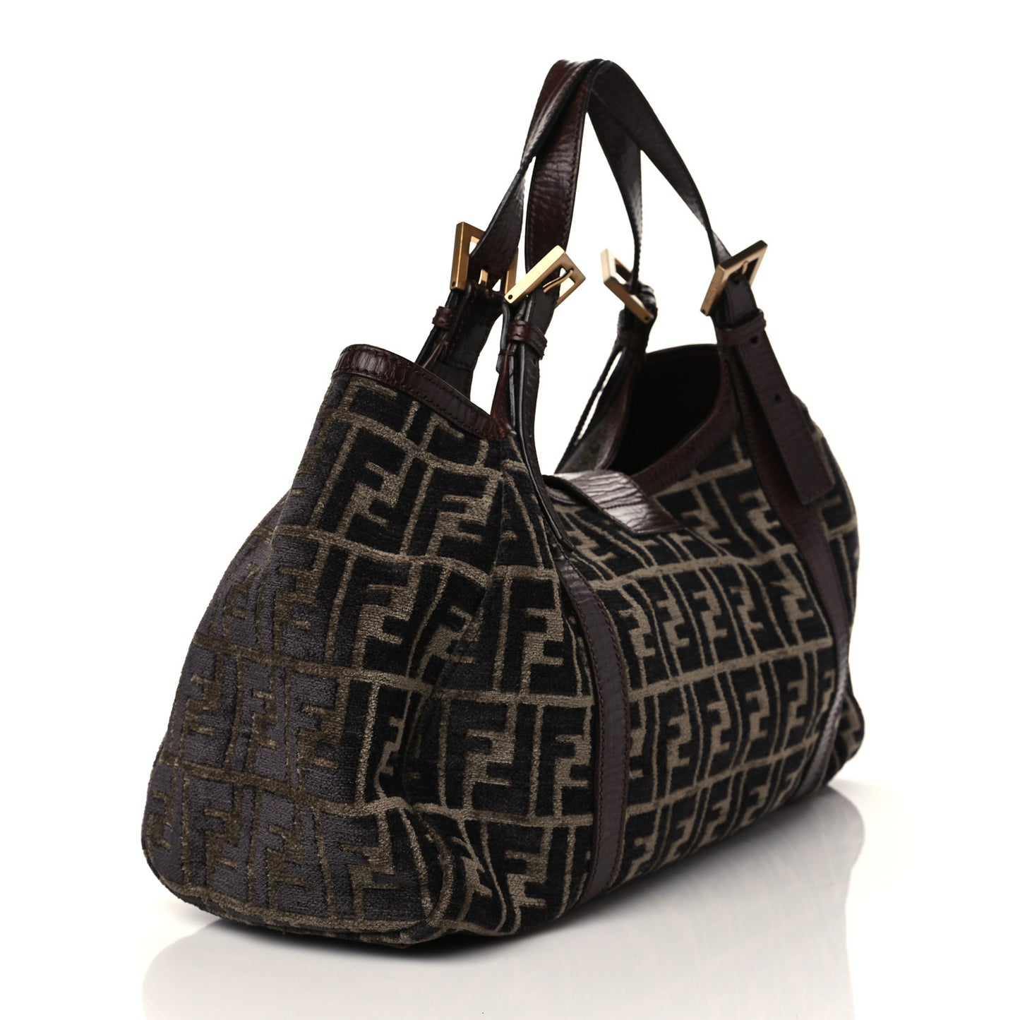 Velvet Zucca Vitello Forever Shoulder Bag Fango Grigio Bruciato