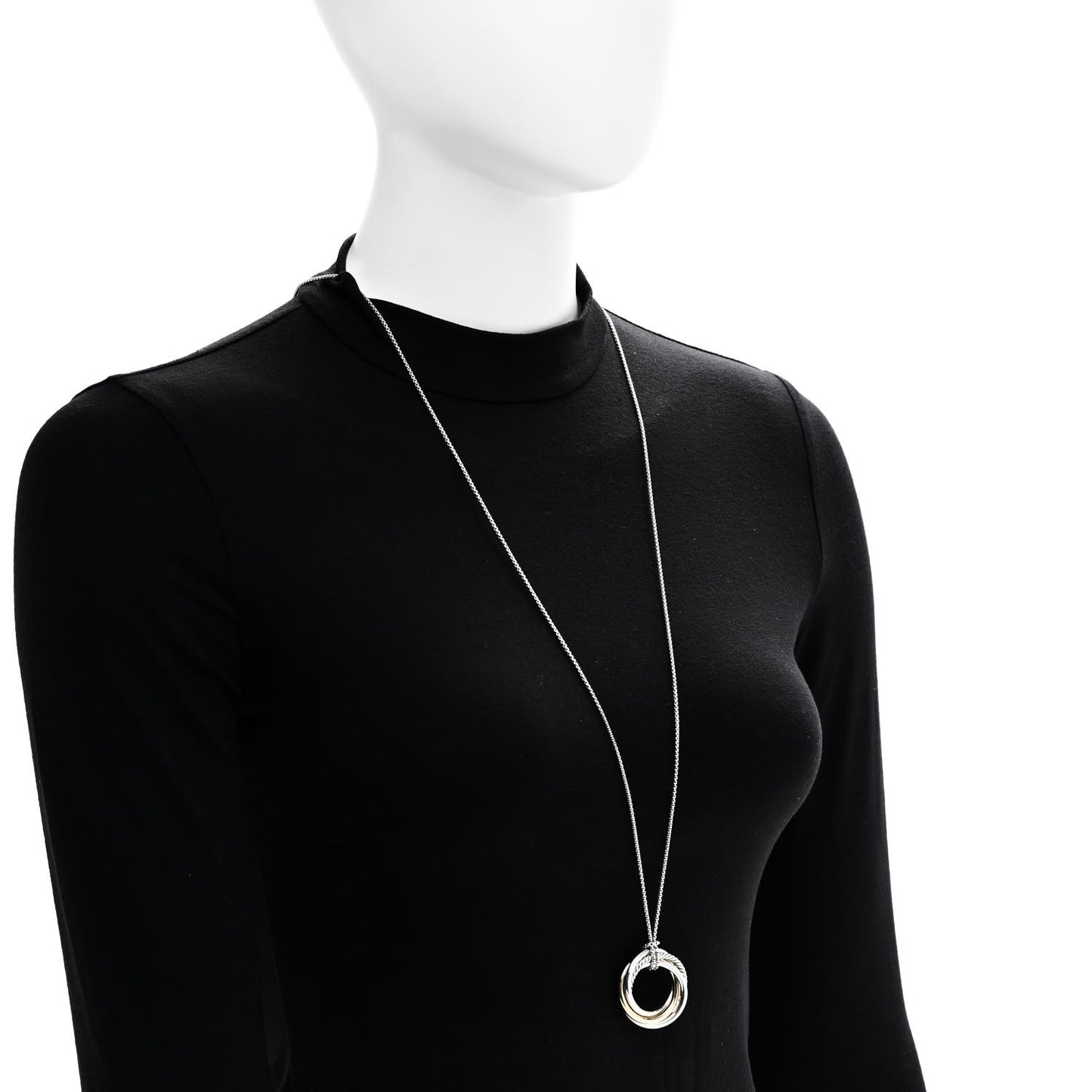 Sterling Silver 14K Yellow Gold 30mm Crossover Pendant Necklace