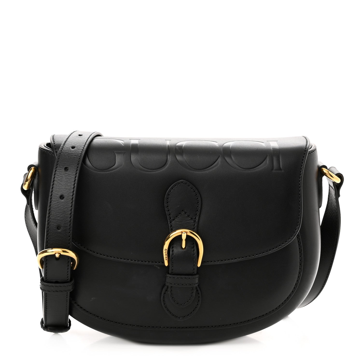 Gucci Charisma Calfskin Gucci Embossed Shoulder Flap Bag Black 1 of 13