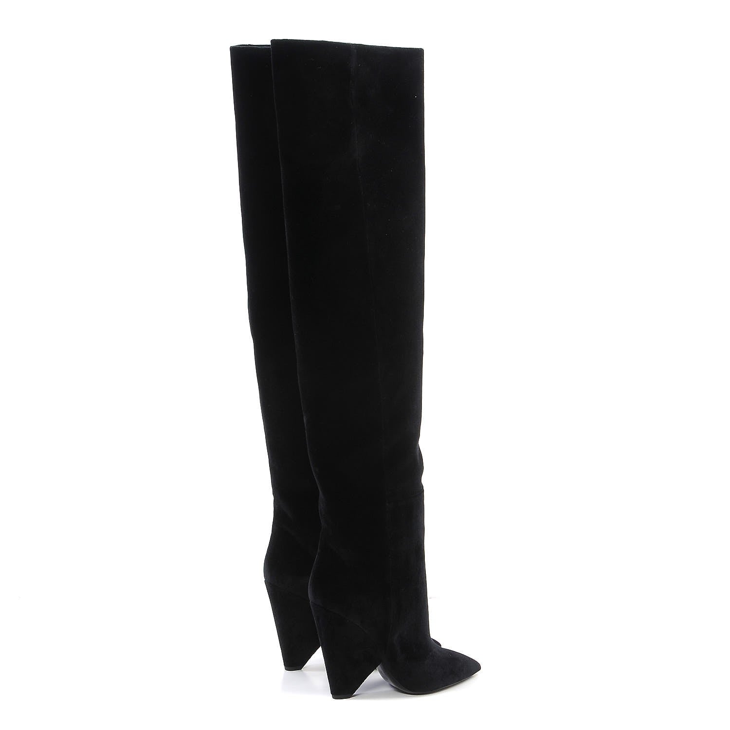 Saint Laurent Velvet Niki 105 Thigh High Boots 39 Black 3 of 7