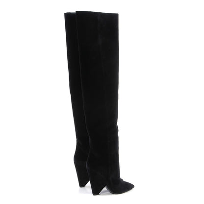 Saint Laurent Velvet Niki 105 Thigh High Boots 39 Black 3 of 7