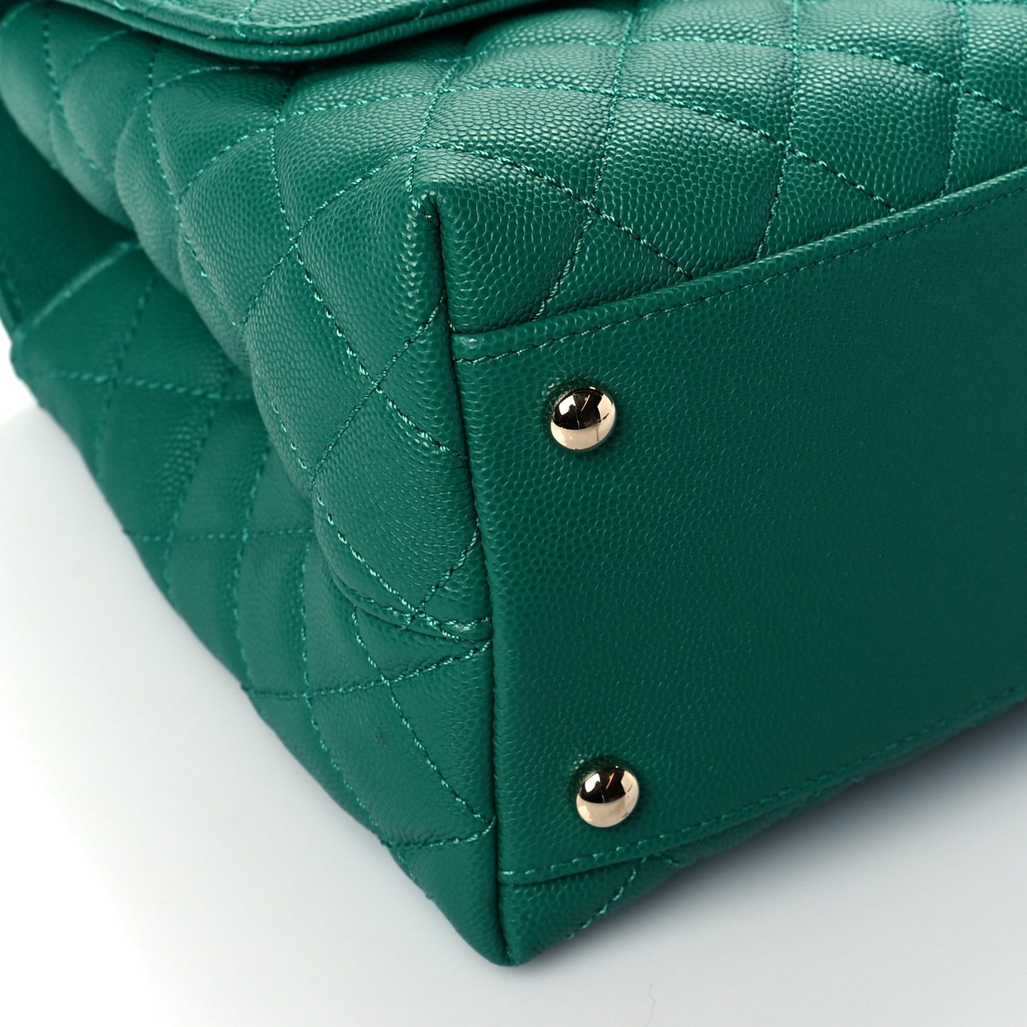 Caviar Quilted Small Coco Handle Flap Green