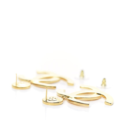 Chanel Metal Large Paris Button Earrings Gold 3 of 5