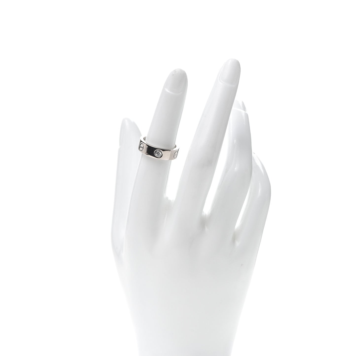 18K White Gold 3 Diamond 5.5mm LOVE Ring 51 5.75