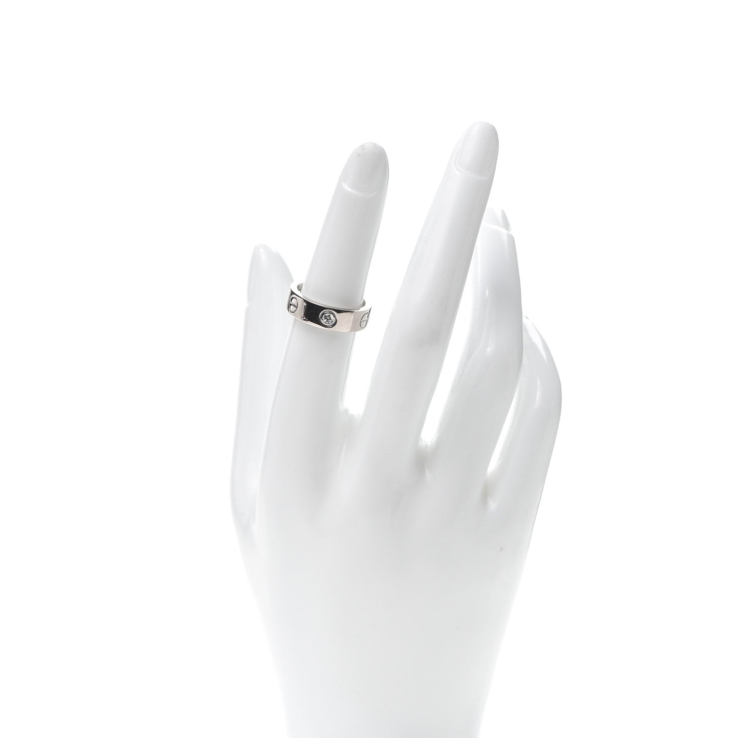 Cartier 18K White Gold 3 Diamond 5.5mm LOVE Ring 51 5.75 2 of 7