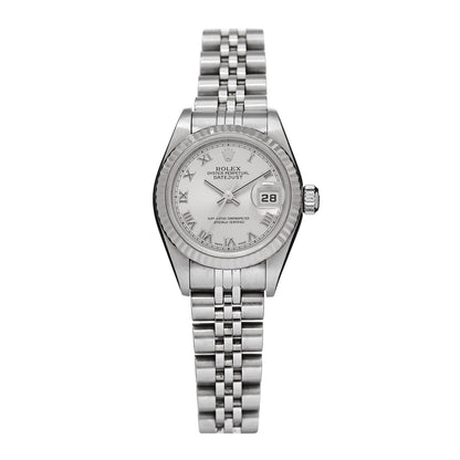 Rolex Stainless Steel 18K White Gold 26mm Oyster Perpetual Datejust Watch Silver Roman 69174 1 of 5