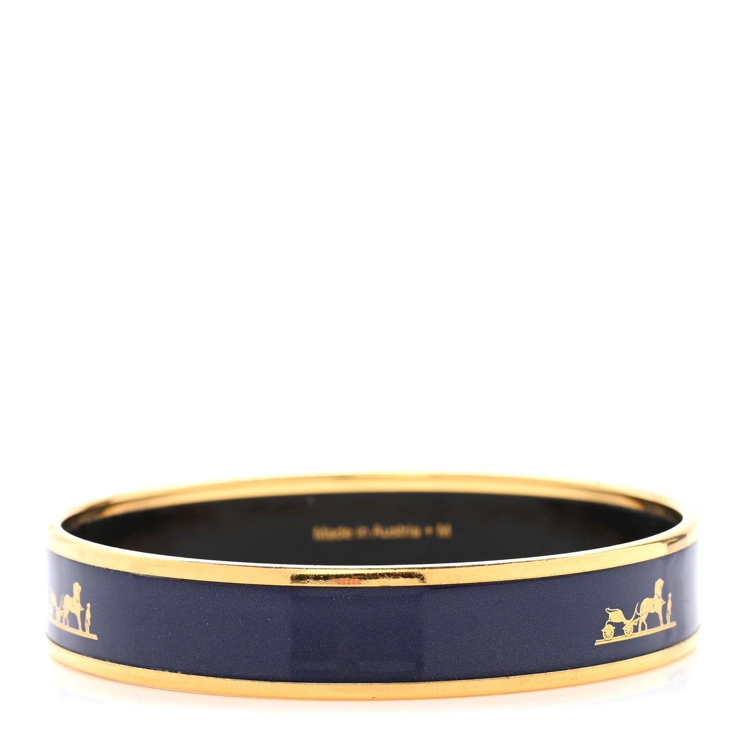 Hermes Enamel Printed Caleche Medium Bracelet 70 Navy Bleu 3 of 5