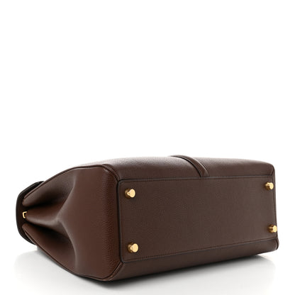 Celine Grained Calfskin Classique 16 Top Handle Bag Brown 4 of 11
