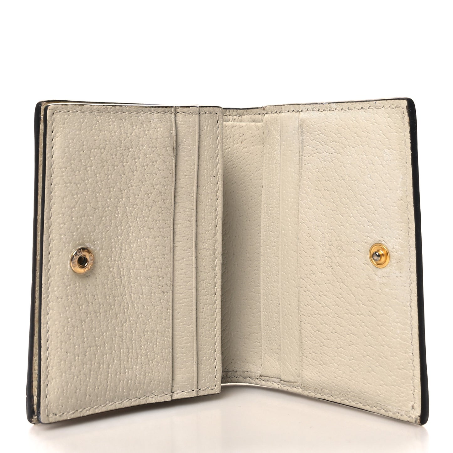 Textured Calfskin Web Ophidia Card Case Mystic White