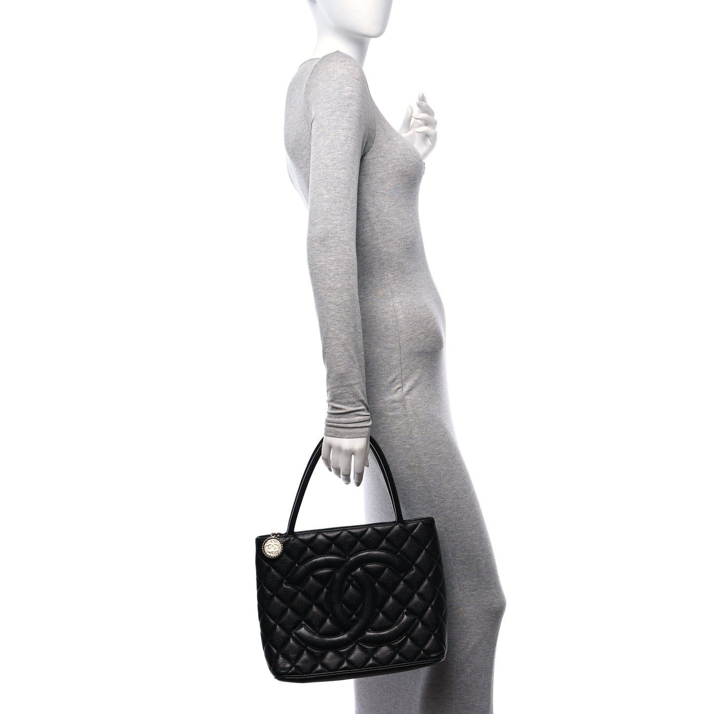 Caviar Quilted Medallion Tote Black