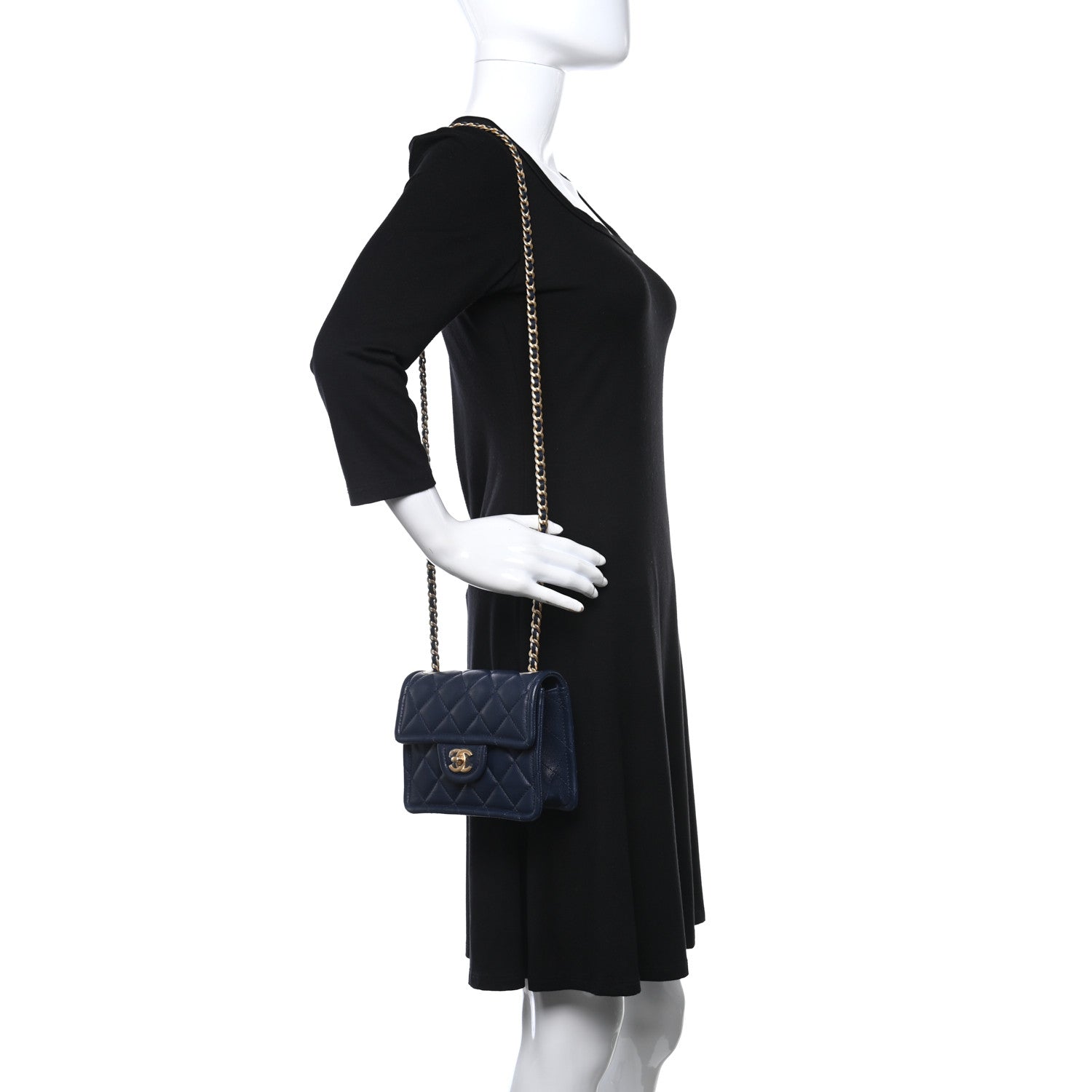 Chanel Caviar Quilted Mini Sweet Classic Flap Navy Blue 2 of 10