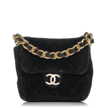 Chanel Velvet Quilted Micro Mini Flap Black 1 of 7