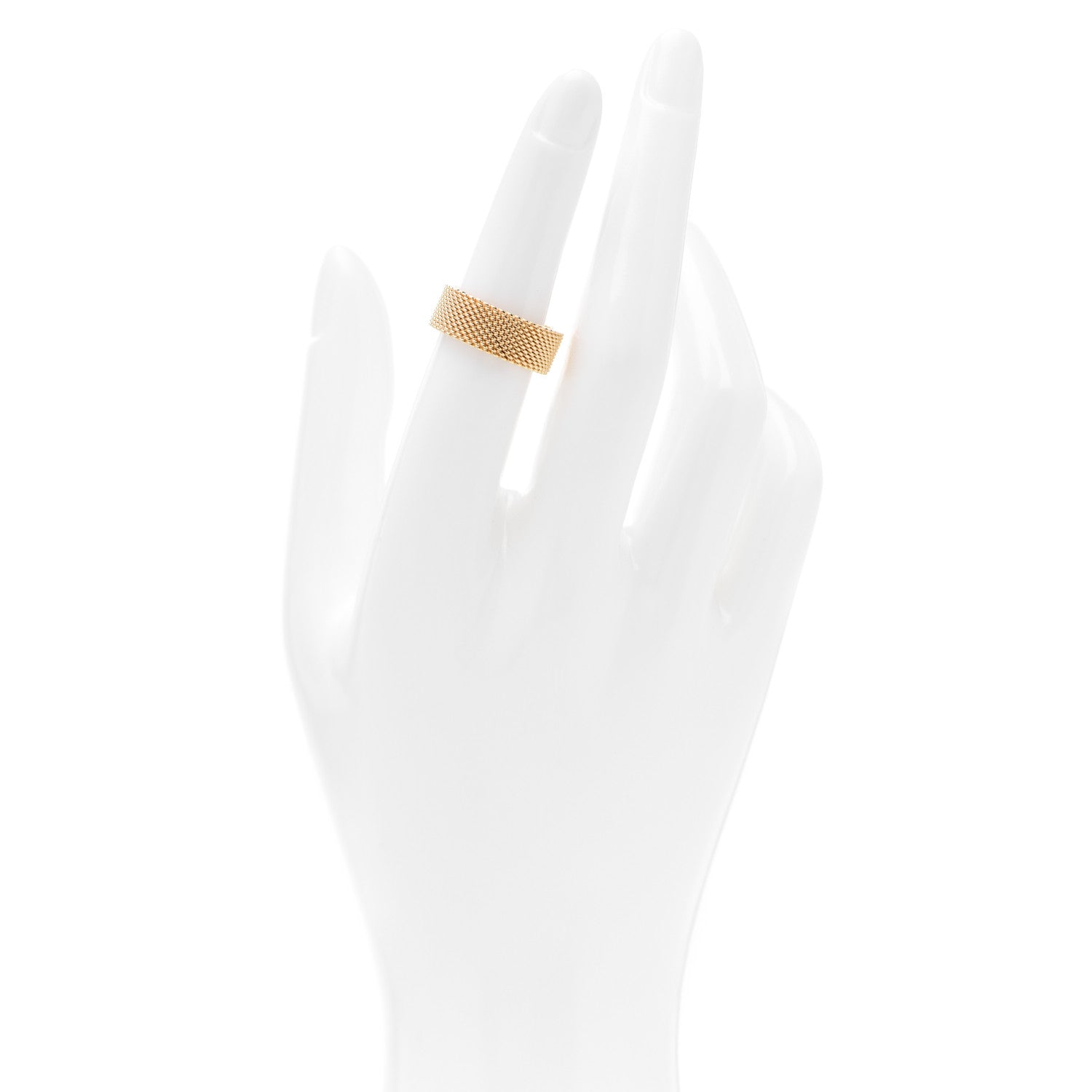 Tiffany 18K Yellow Gold Wide Somerset Mesh Ring 50 5.5 2 of 4