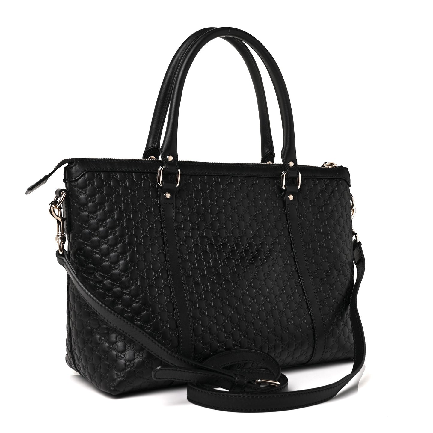 Soft Microguccissima Small Zippered Satchel Black