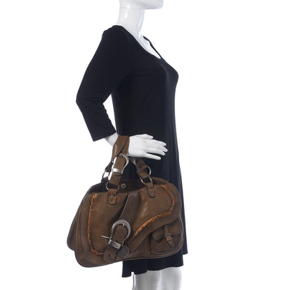 Christian Dior Calfskin Medium Gaucho Double Saddle Bag Green 2 of 19