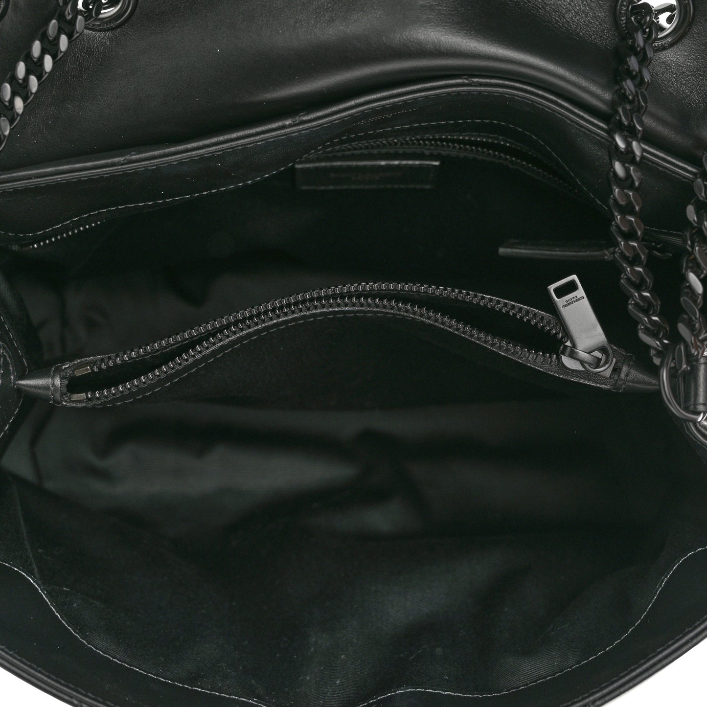Calfskin Y Quilted Monogram Monochrome Medium Loulou Chain Satchel Black