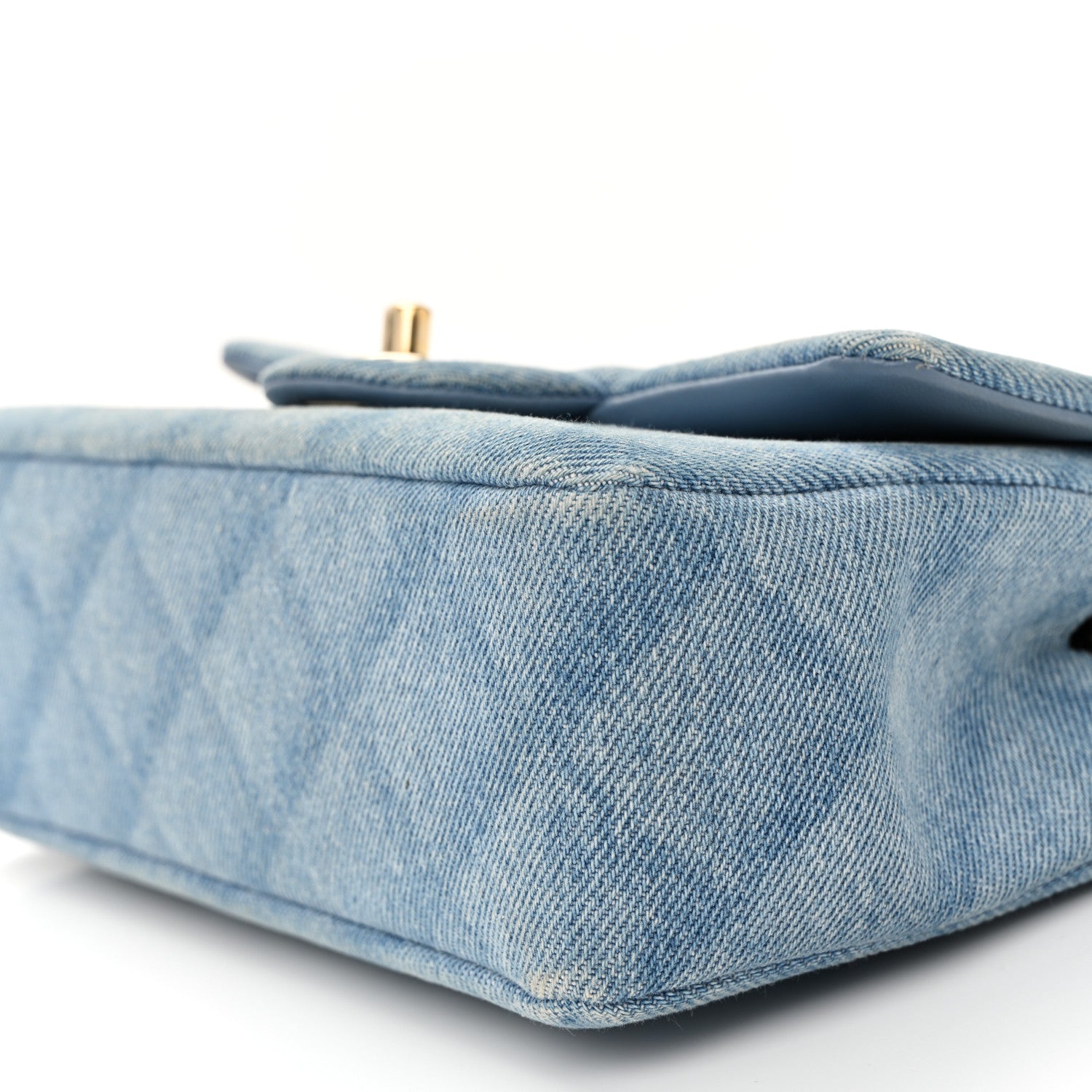 Chanel Printed Denim Quilted Mini Rectangular Flap Light Blue 10 of 11
