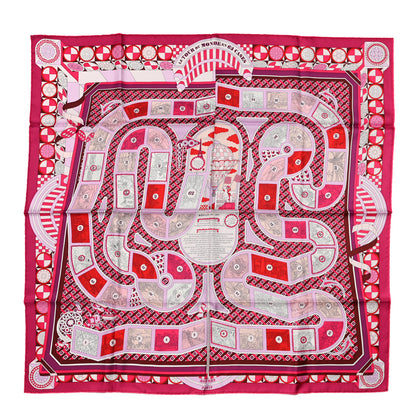 Hermes Silk Le Tour Du Monde En 63 Cases Scarf 90 Fuchsia Mauve White 1 of 5