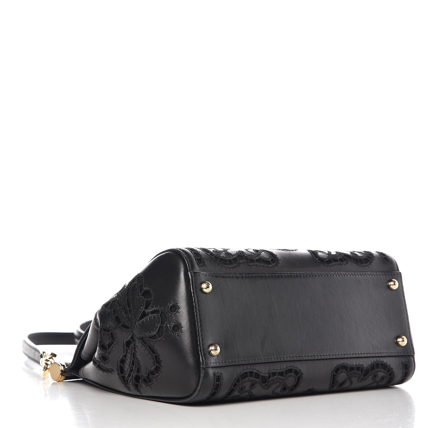 Dolce & Gabbana Calfskin Medium Embroidered Laser Cut Miss Sicily Satchel Black 4 of 8