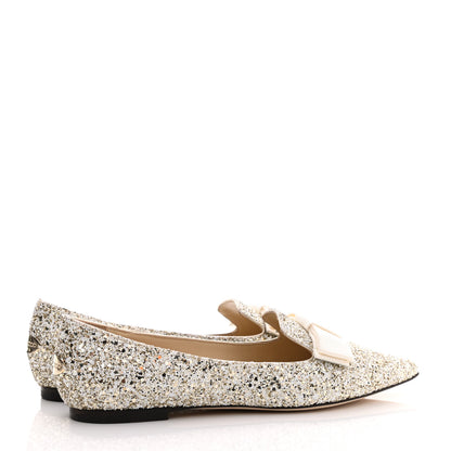 Jimmy Choo Glitter Fabric Gala Viola Flats 36 Moon Sand 4 of 8