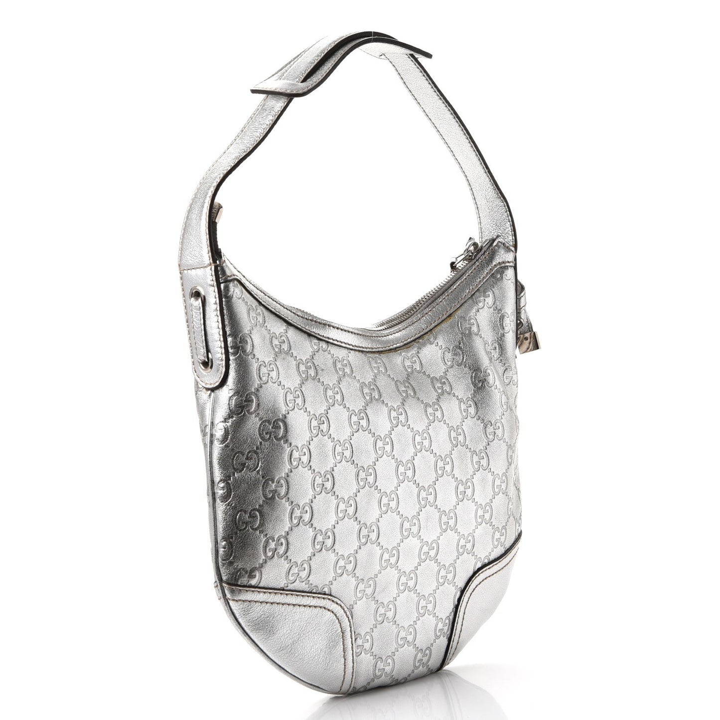 Metallic Guccissima Small Princy Hobo Silver