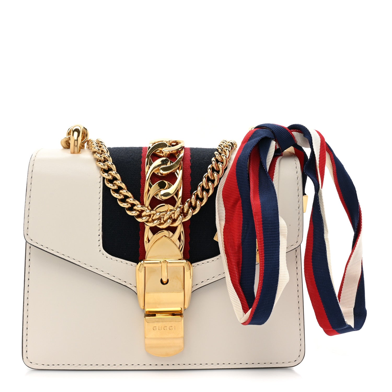 Gucci Calfskin Mini Sylvie Chain Shoulder Bag White 1 of 9