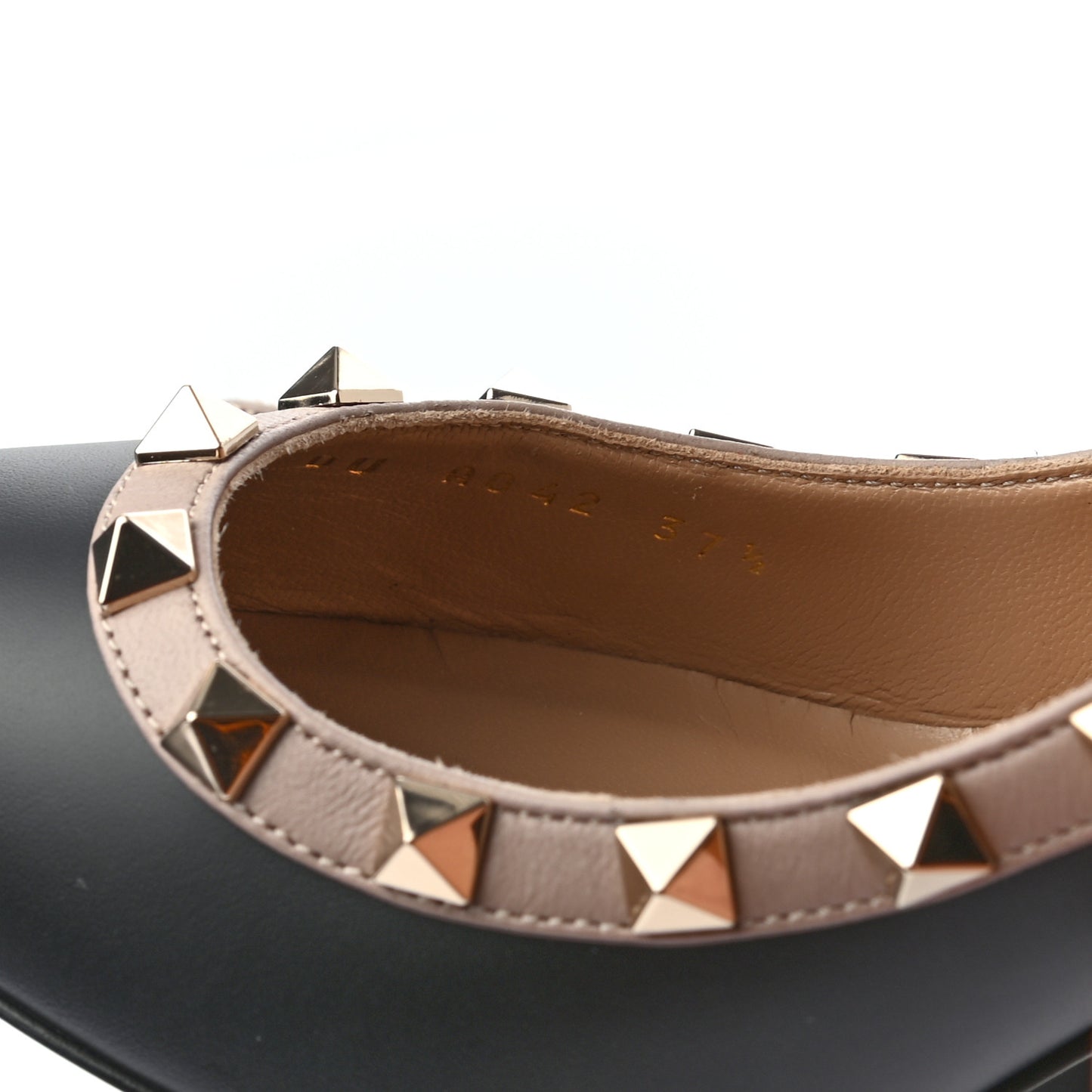 Calfskin Rockstud 85mm Pumps 37.5 Black Poudre