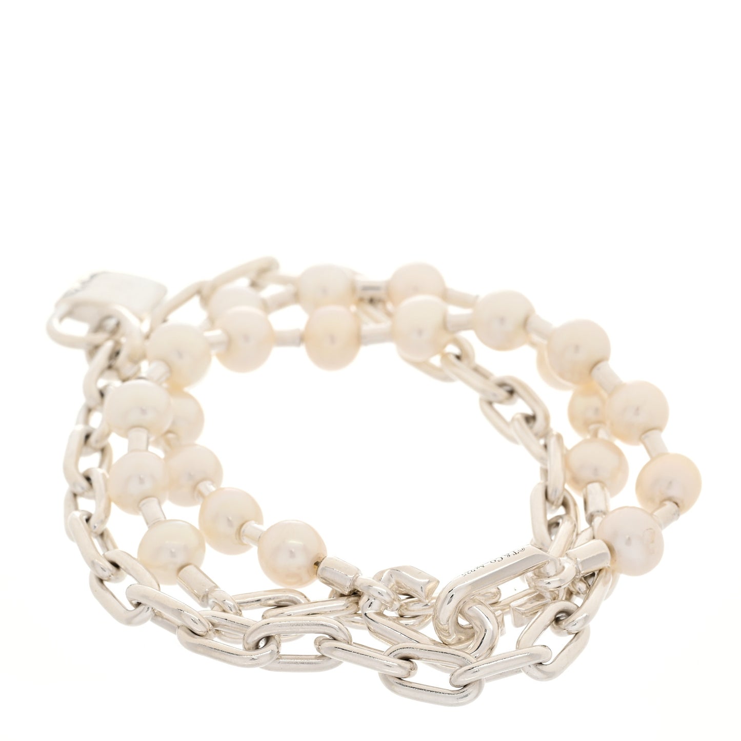 Sterling Silver Pearl HardWear Lock Bracelet