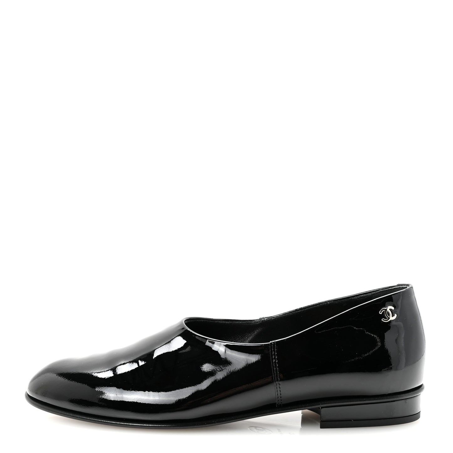 Patent Calfskin Moccasin Loafers 36 Black
