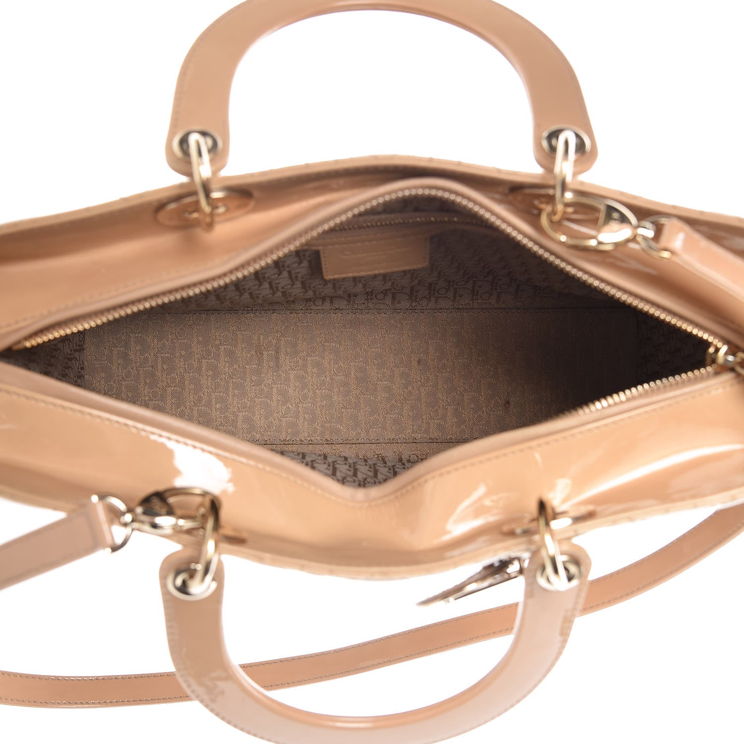 Christian Dior Patent Cannage Large Lady Dior Dark Beige 6 of 18