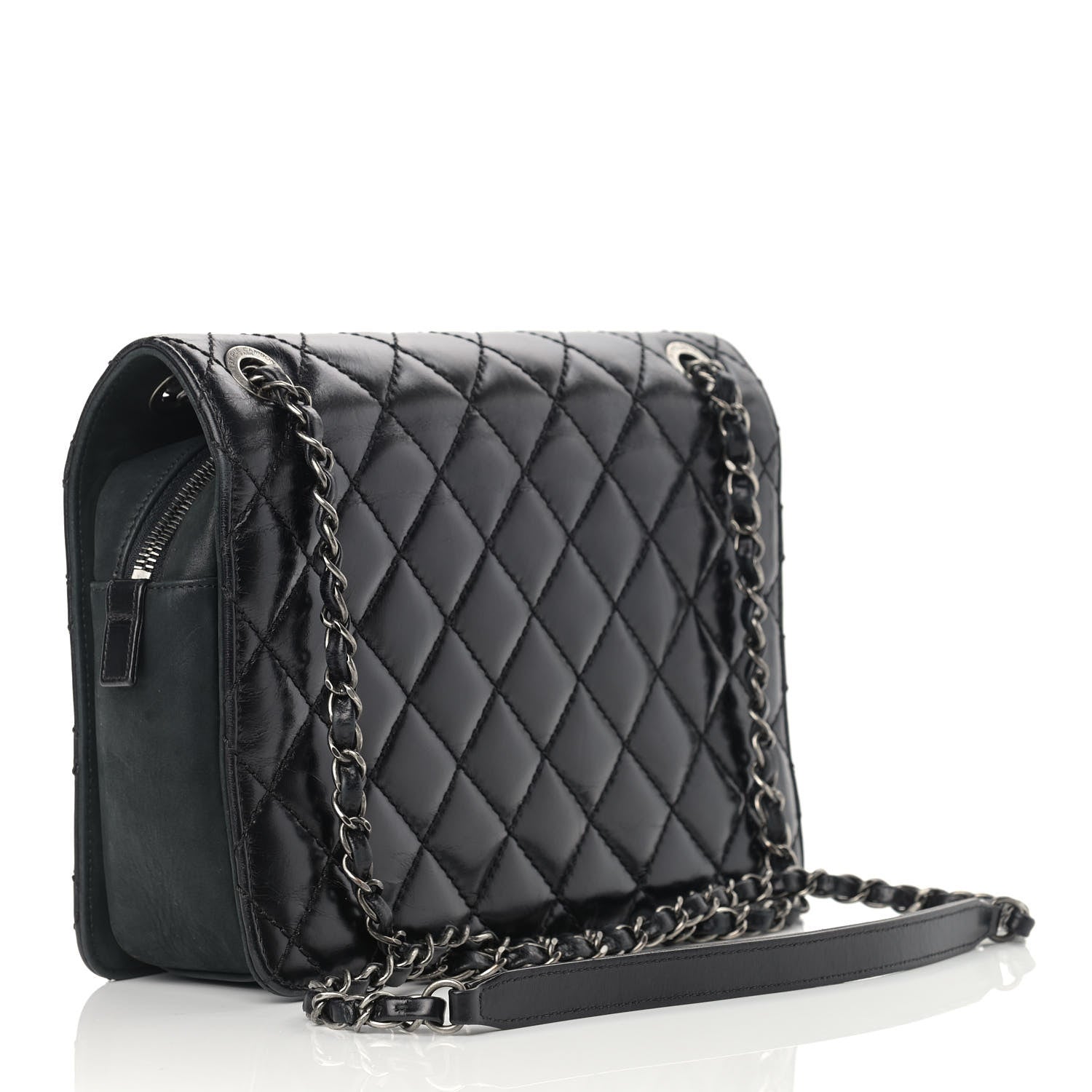 Chanel Glazed Calfskin Quilted Medium Day Trip Flap Black 2 of 14