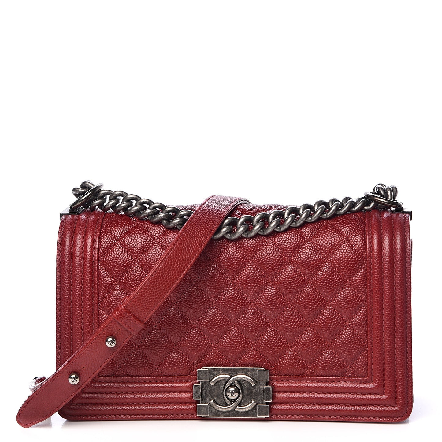 Caviar Quilted Medium Boy Flap Red