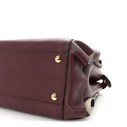 Fendi Vitello Seta Waves Bi-Color Medium Peekaboo Iconic Satchel Bordeaux Latte 9 of 9