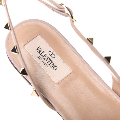 Valentino Garavani Patent Rockstud Slingback Flats 38.5 Water Rose Poudre 8 of 11