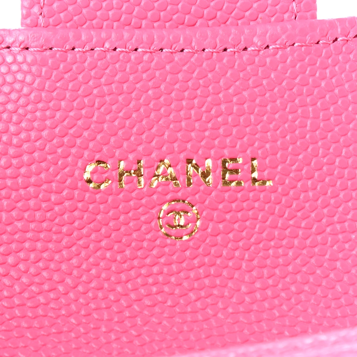 Caviar Quilted Flap Card Holder Wallet Pink