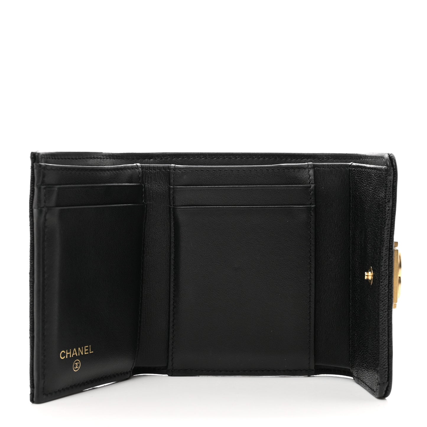 Caviar Quilted Compact Boy Wallet Black