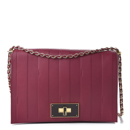 Fendi Grained Calfskin Pequin Embossed Medium Claudia Shoulder Bag Burgundy 1 of 12