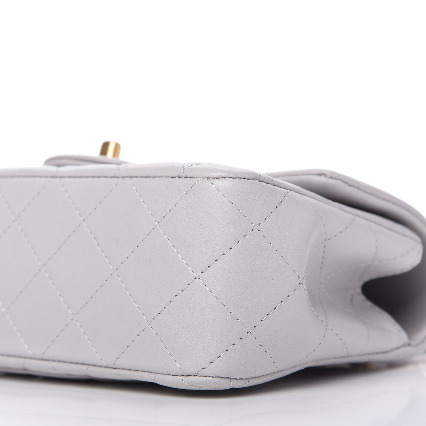 Lambskin Quilted Mini Top Handle Rectangular Flap Grey