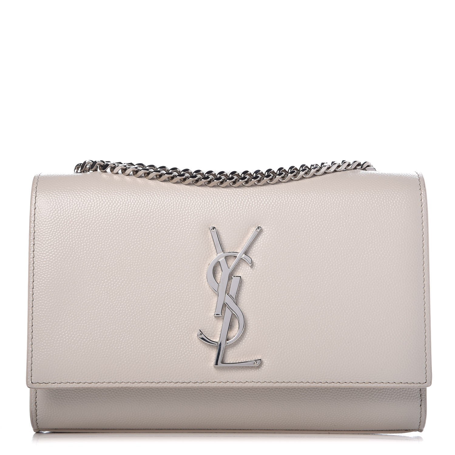 Saint Laurent Grain De Poudre Small Monogram Kate Satchel Icy White 1 of 9