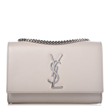 Saint Laurent Grain De Poudre Small Monogram Kate Satchel Icy White 1 of 9