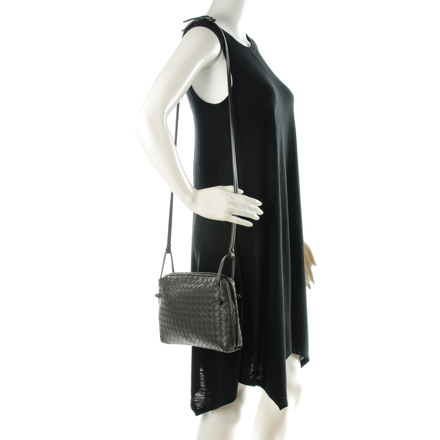 Nappa Intrecciato Crossbody Pillow Messenger Light Grey