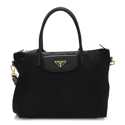 Prada Tessuto Nylon Saffiano Tote Black 1 of 12