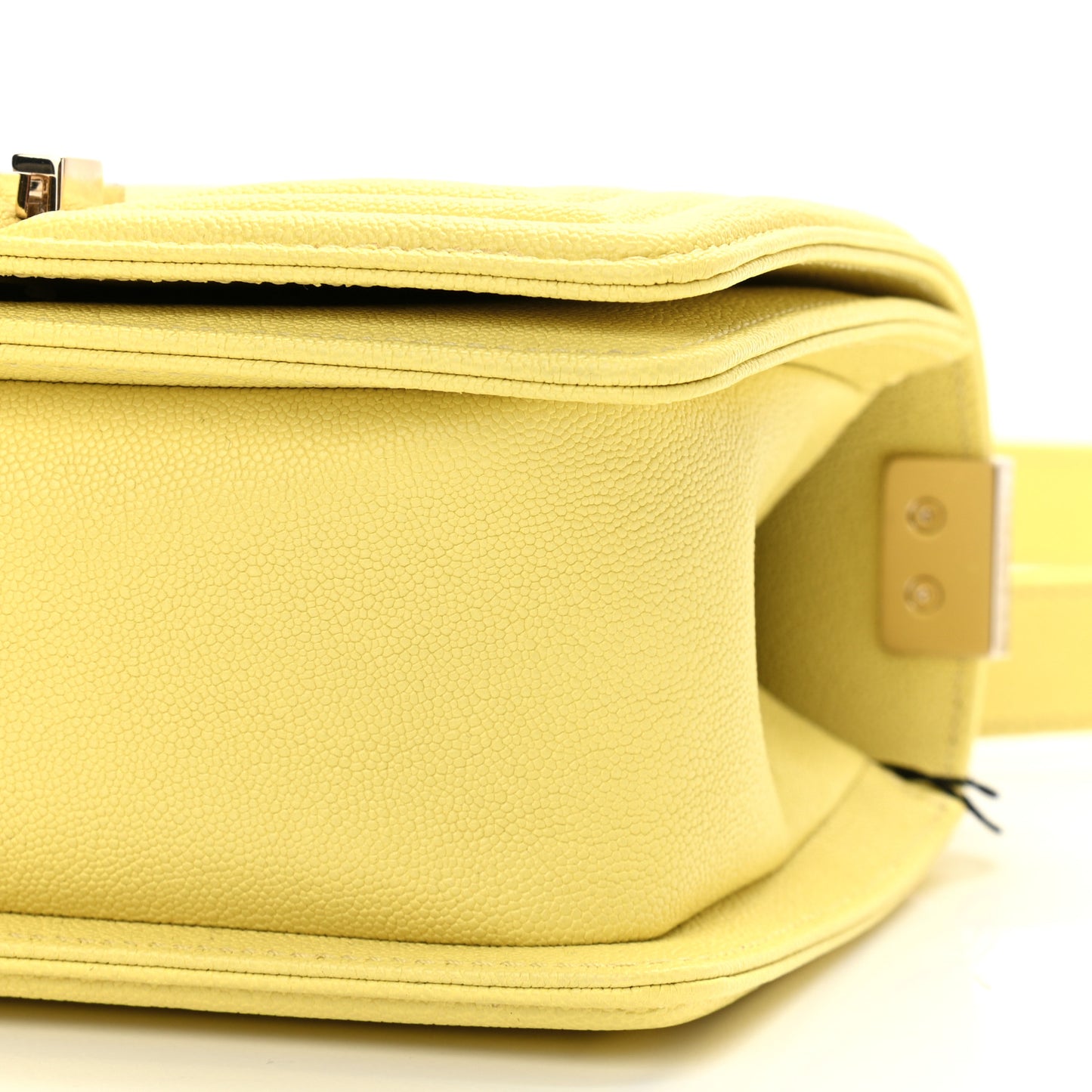 Caviar Chevron Quilted Small Boy Flap Yellow