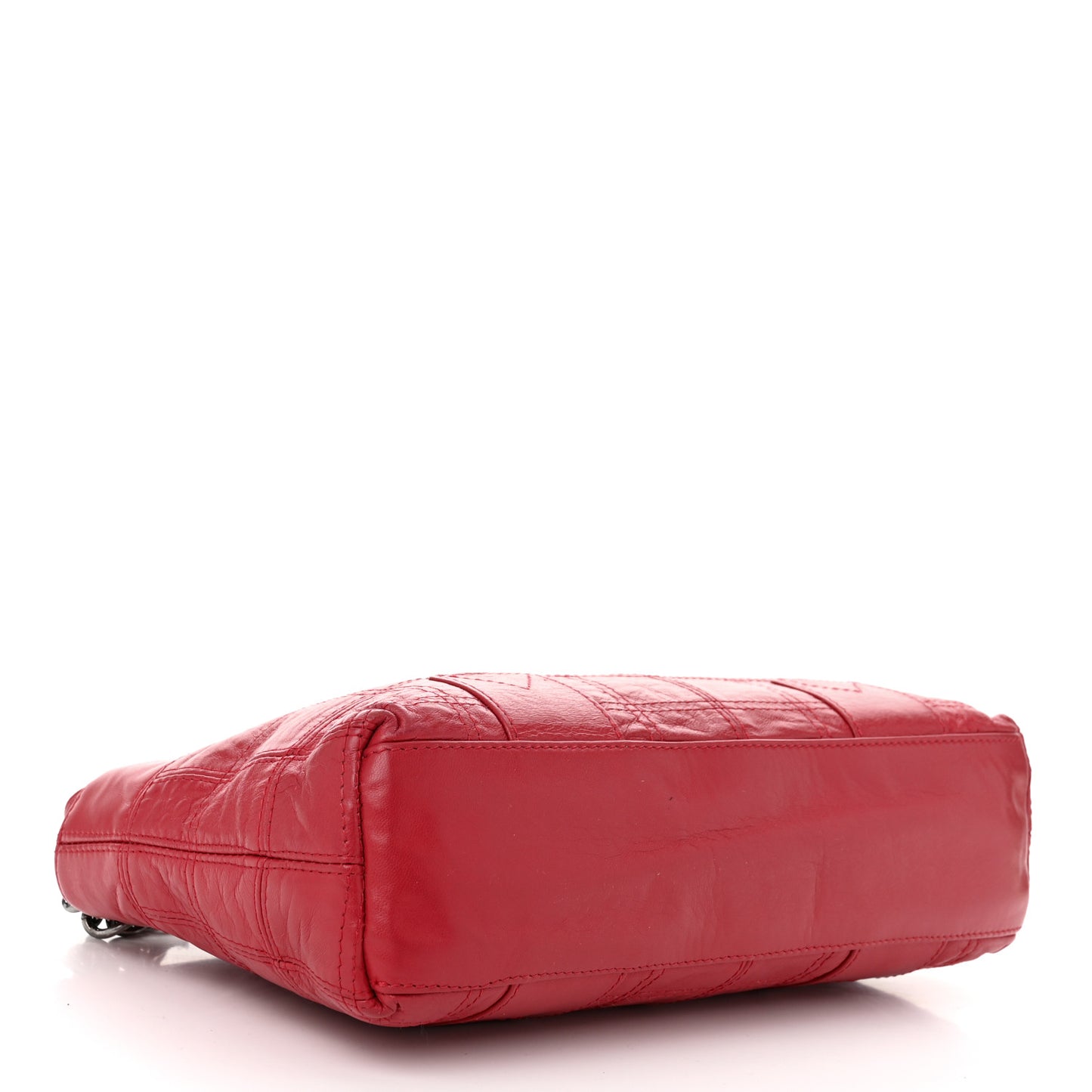 Lambskin Square Stitched Lax Shoulder Bag Red