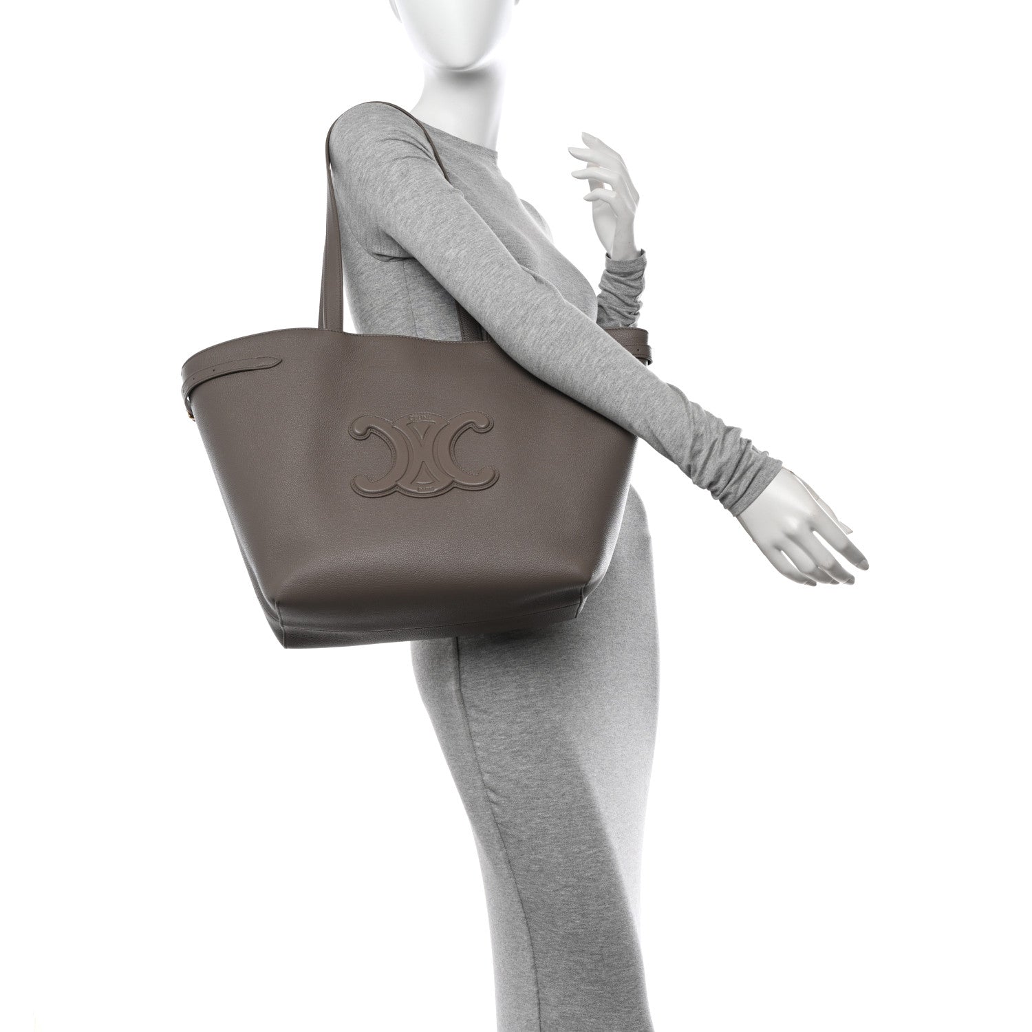 Celine Grained Calfskin Triomphe Medium Cabas Anais Pebble 2 of 11