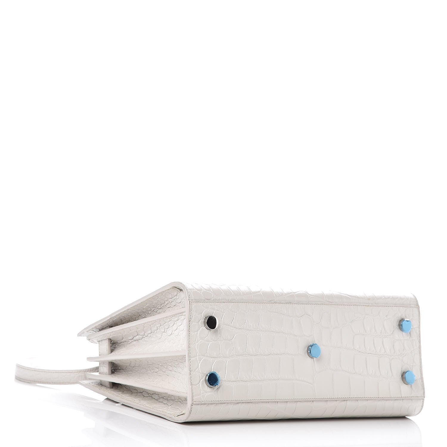 Saint Laurent Calfskin Crocodile Embossed Baby Sac De Jour Gris Perle 4 of 11